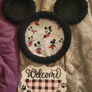 Disney Mickey Mouse Welcome Sign - Black, Red, and White